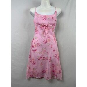 Y2K Weather Vane Slip Dress Women Medium Pink Floral Midi High Waist Feminine